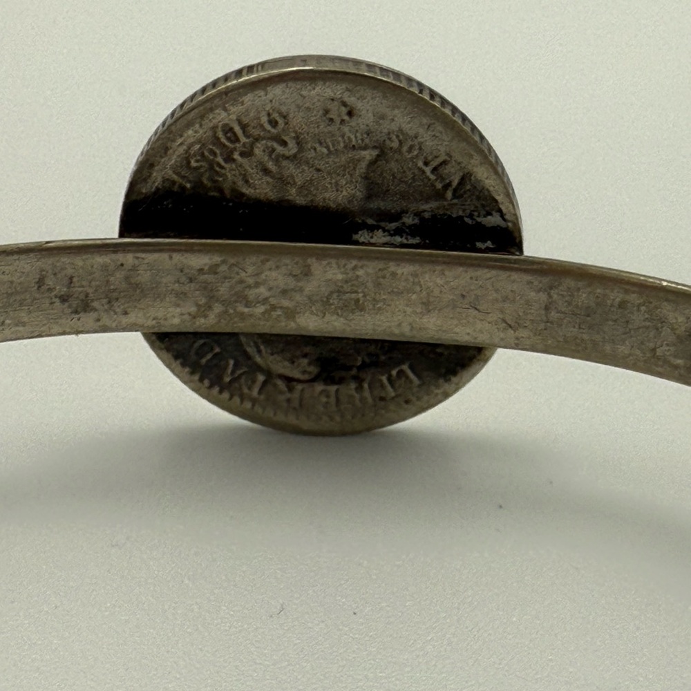 Silver Tone Republic Argentina 1882 Coin Cuff Bracelet - Picture 5 of 6